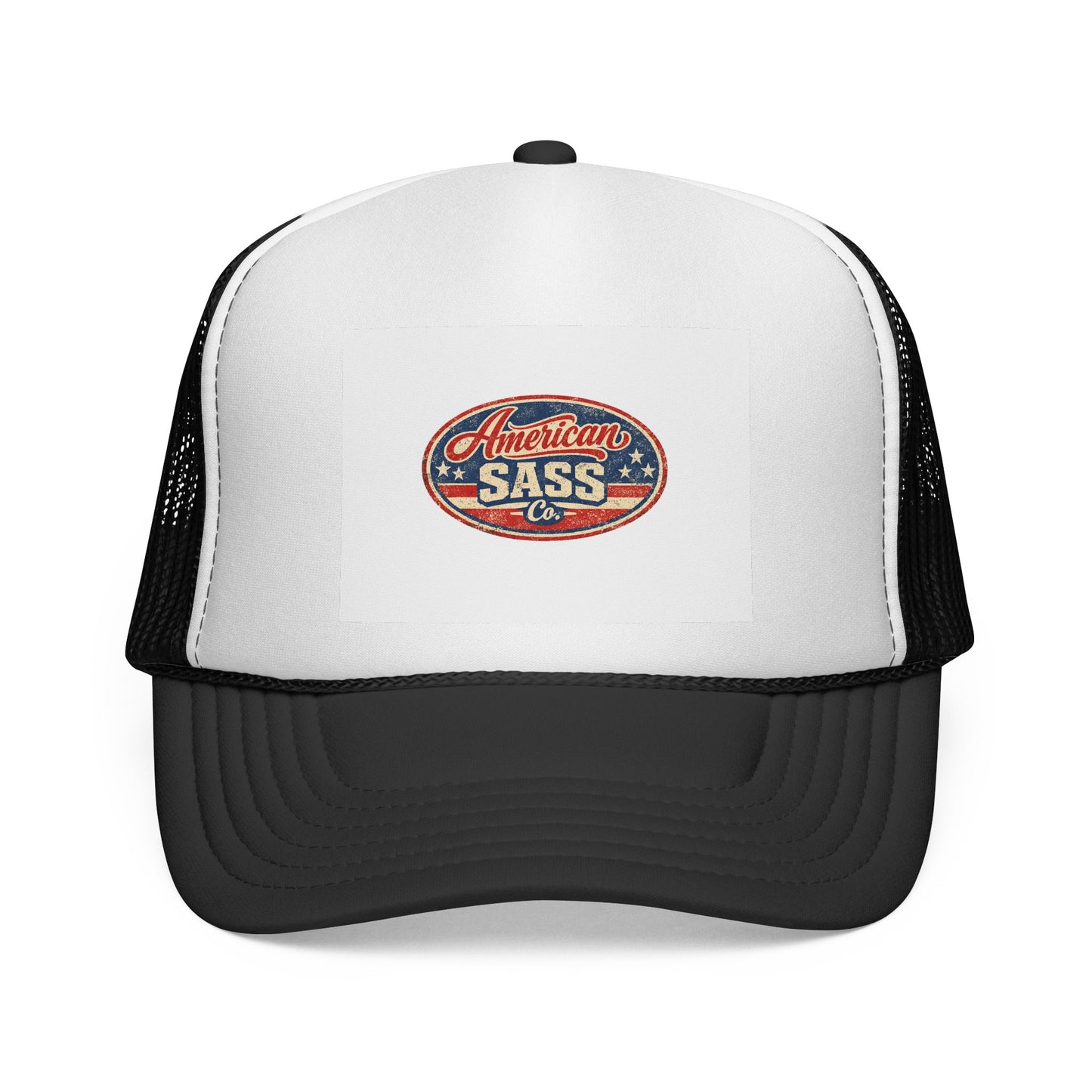 Trucker Cap — 'American Sass Co.' Vintage Flag Patch