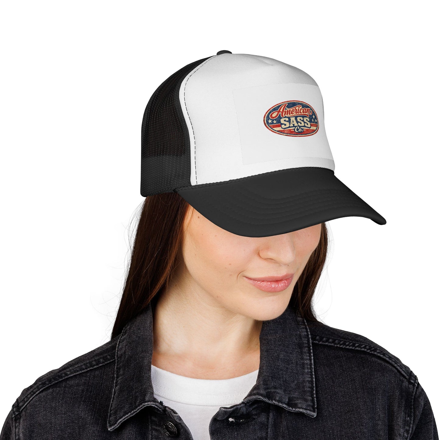 Trucker Cap — 'American Sass Co.' Vintage Flag Patch